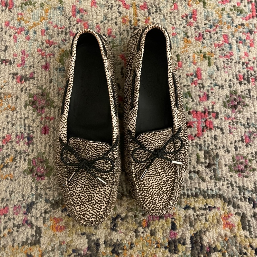 Tod’s Polka Dot Calf Pony Hair Loafers